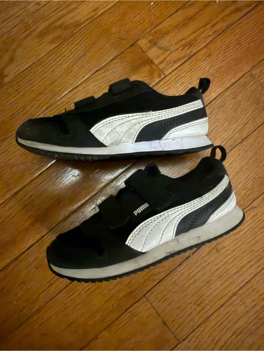 Puma Kids Black and White Velcro Sneakers